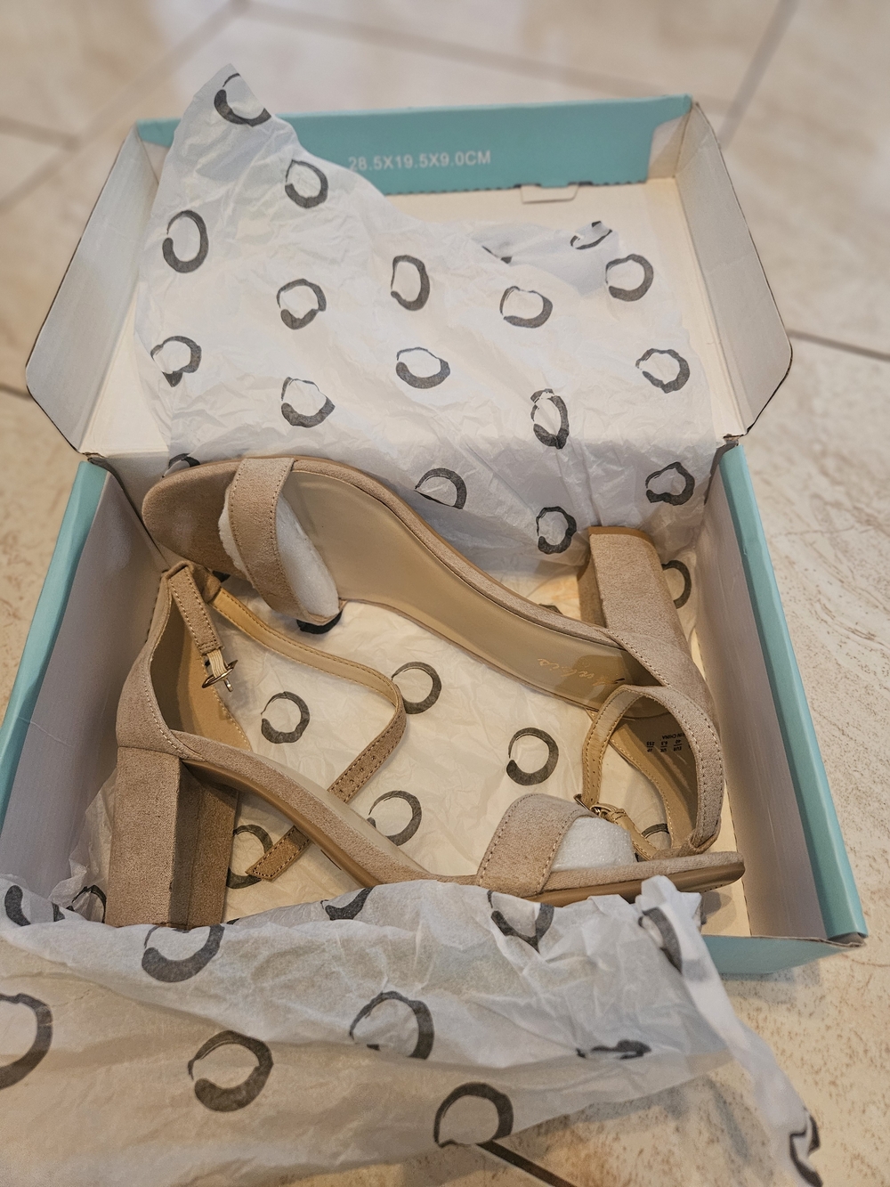 Women's Beige Suede Block Heel Sandals with Ankle Strap